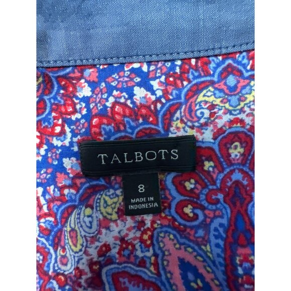 Talbots Womens Paisley Print Button-Down Multicolor Long Sleeve Blouse Size 8 - Picture 6 of 10